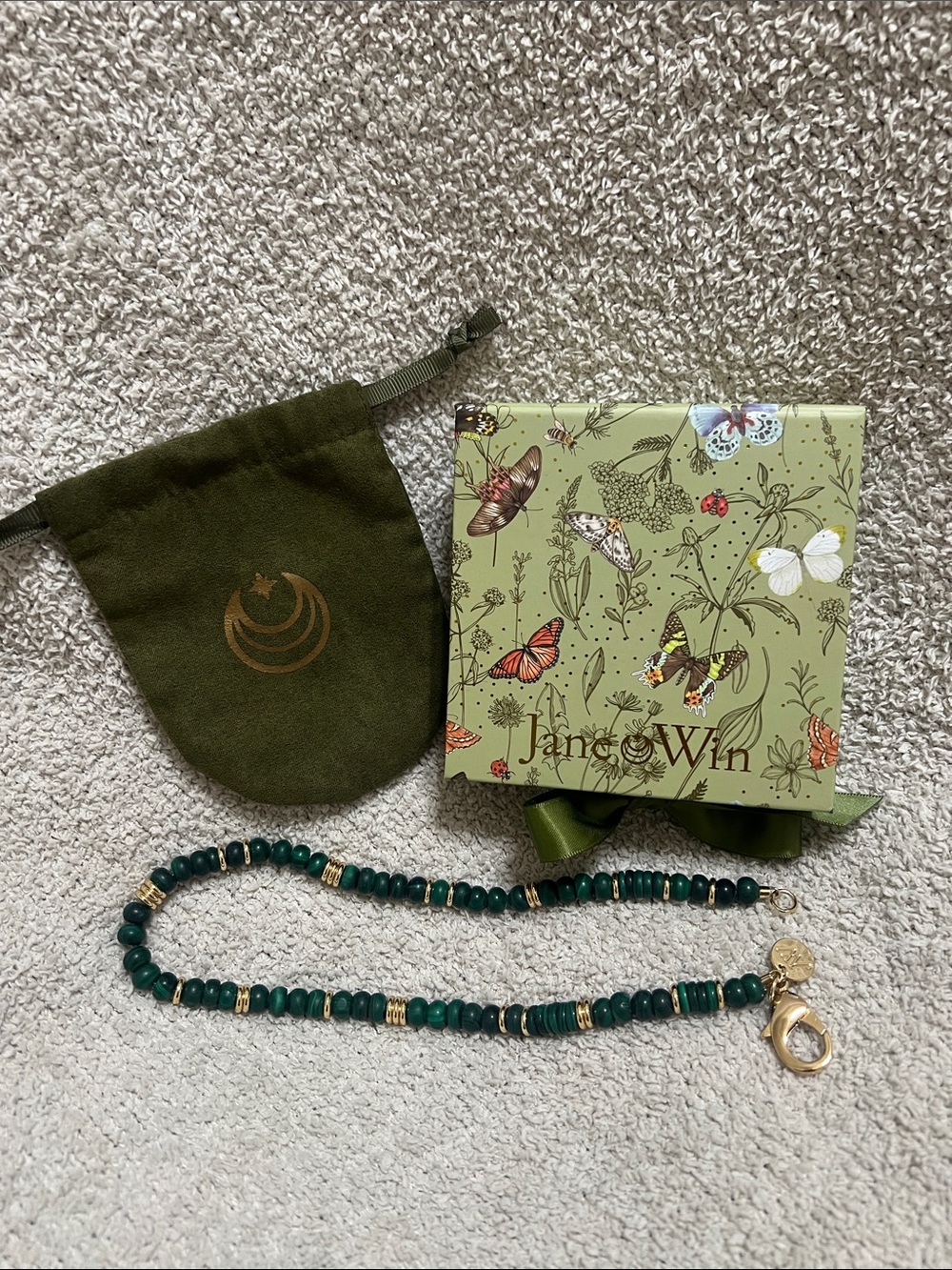 Jane Win Gumdrop Beaded Necklace in
Malachite 16”